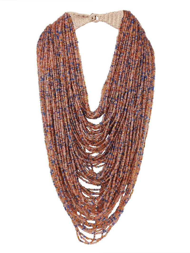 Statement Heavy Layered Long Necklace with Purple Beads for Women and Girls.