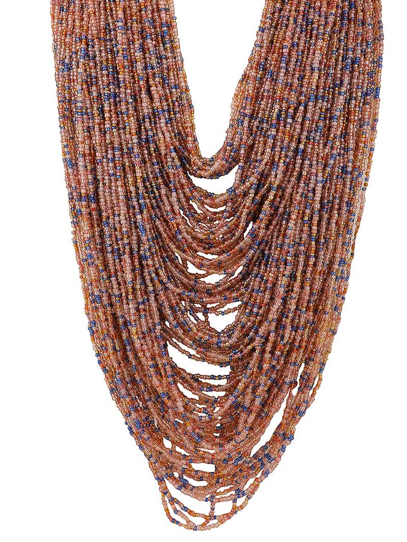 Statement Heavy Layered Long Necklace with Purple Beads for Women and Girls.