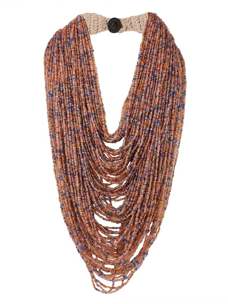 Statement Heavy Layered Long Necklace with Purple Beads for Women and Girls.