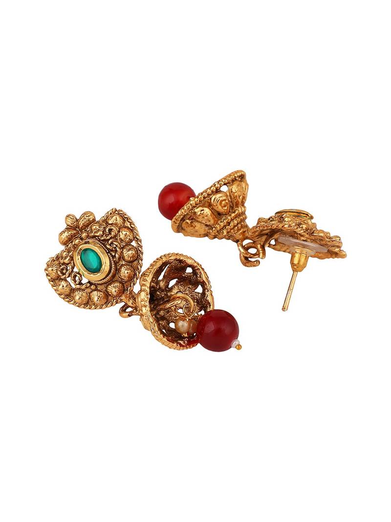 Traditional Gold Plated Intricate Design Long Necklace Set with Stone and Pearl Studded Necklace Set for Girls and Women