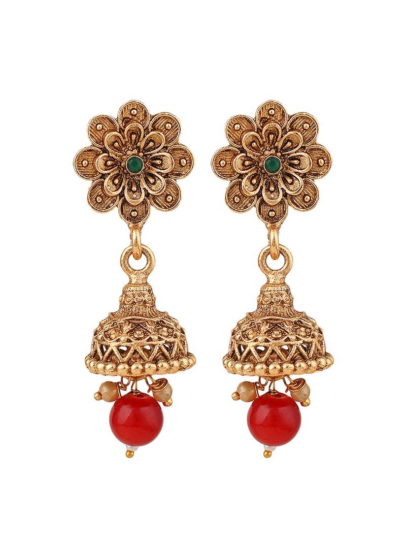 Statement Gold Plated Floral Design with Stone and Pearl Studded Choker Set with Earring for Girls and Women.