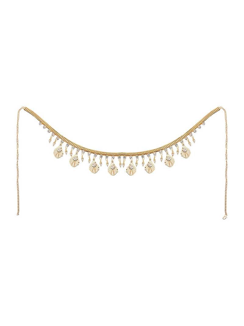Contemprary Gld plated Shell Design Stone Studded Kamarbandh or Waist for Girls and Women