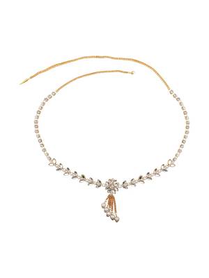 Statement Gold Plated White Stone Studded Floral Design Kamarbandh or Waist Belt for Girls and Women 2