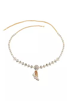 Statement Gold Plated White Stone Studded Floral Design Kamarbandh or Waist Belt for Girls and Women