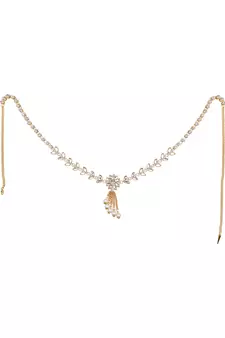Statement Gold Plated White Stone Studded Floral Design Kamarbandh or Waist Belt for Girls and Women