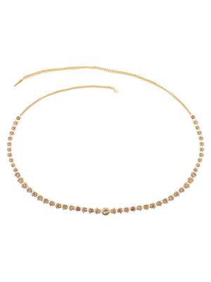 Contemporary Gold Plated Antique Stone Studded One line Chain Style Kamarbandh or Wasit Belt for Women and Girls 2
