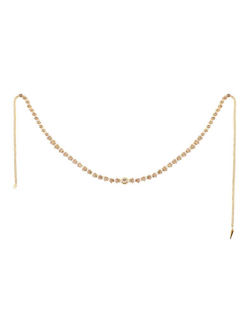 Contemporary Gold Plated Antique Stone Studded One line Chain Style Kamarbandh or Wasit Belt for Women and Girls