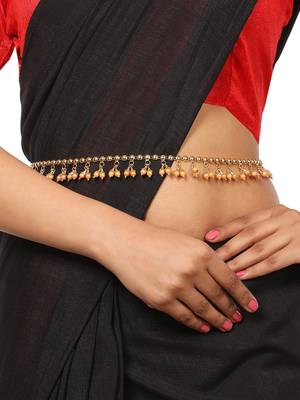 Contemporary Gold Plated Rose Gold Pearl Studded Design Kamarbandh or Waist Belt for Women and Girl Women love jewellery 1