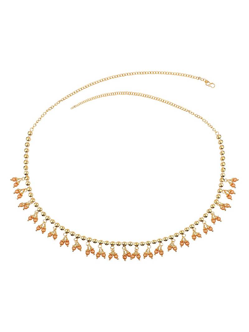 Contemporary Gold Plated Rose Gold Pearl Studded Design Kamarbandh or Waist Belt for Women and Girl Women love jewellery