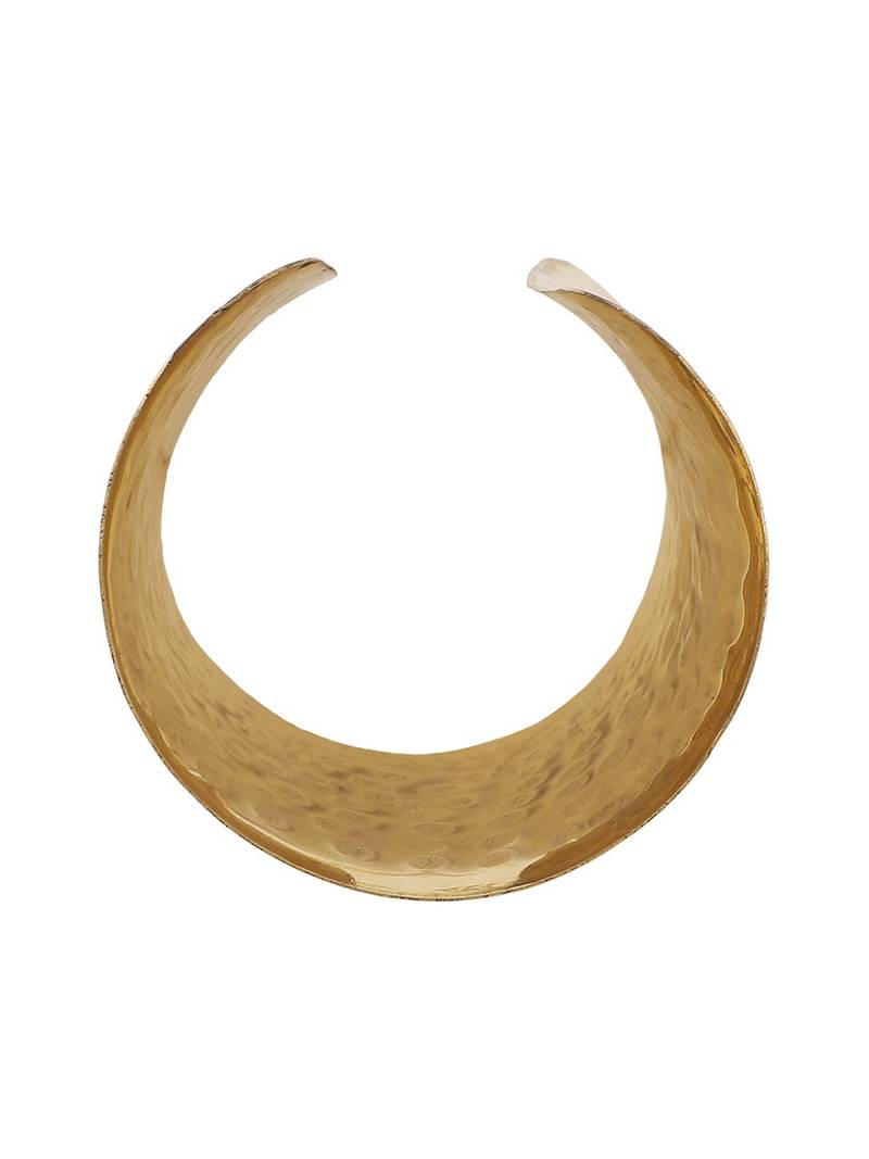 Statement Gold Plated Metal Chunk Self Design Slip-On Bracelet for Women and Girls.