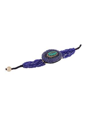 Contemporary Blue colored Beads studded Oval shaped Bracelet for Women and Girls. 2