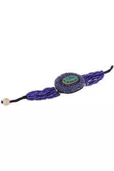Contemporary Blue colored Beads studded Oval shaped Bracelet for Women and Girls.