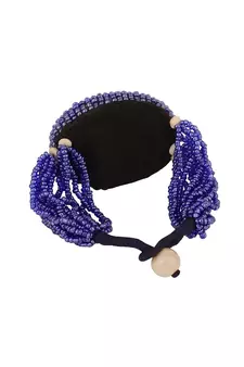 Contemporary Blue colored Beads studded Oval shaped Bracelet for Women and Girls.