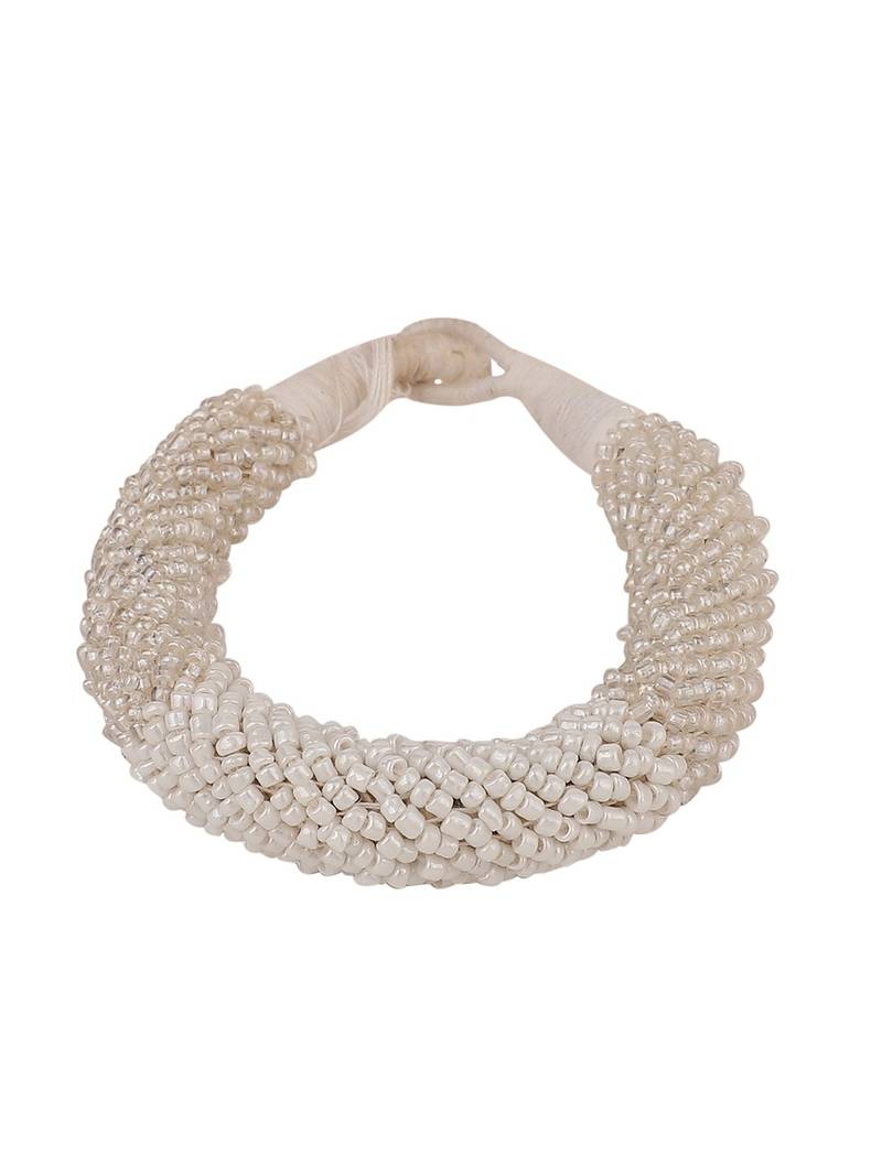 Contemporary Pearl Studded Broad Hook and Eye Bracelet for Women and Girls.