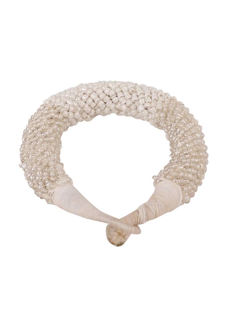 Contemporary Pearl Studded Broad Hook and Eye Bracelet for Women and Girls.