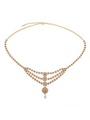 Ethnic Antique Gold Plated Stone Studded Three Chain Line Floral Design for Girls and Women.Women love jewellery 2