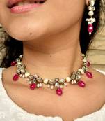 Kundan And Red Glass Stone Necklace