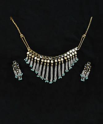 Kundan & Waterfall Chain Necklace Set 1