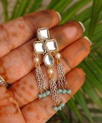 Kundan & Waterfall Chain Necklace Set 4