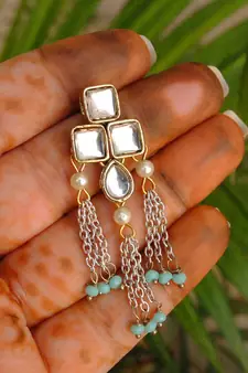 Kundan & Waterfall Chain Necklace Set
