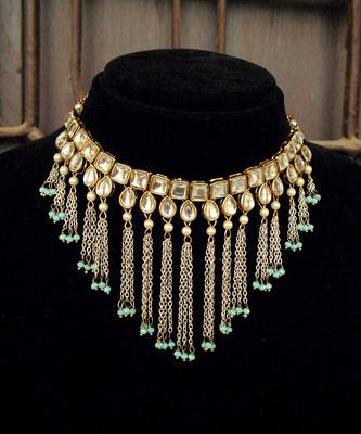 Kundan & Waterfall Chain Necklace Set 6
