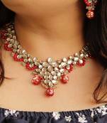 Red Crescent Kundan Necklace Set