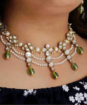 Semi Precious Beads & Kundan Necklace Set 2