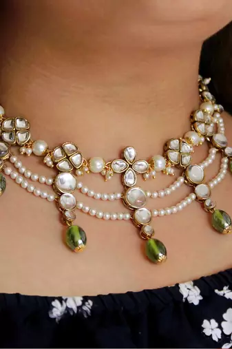 Semi Precious Beads & Kundan Necklace Set