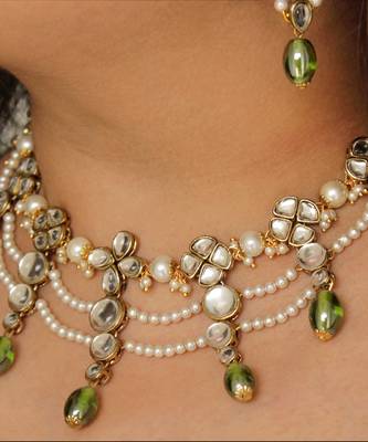 Semi Precious Beads & Kundan Necklace Set 3