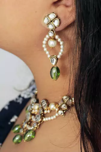 Semi Precious Beads & Kundan Necklace Set