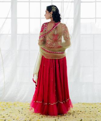 Hot Pink Silk Embroidered Anarkali Set 3