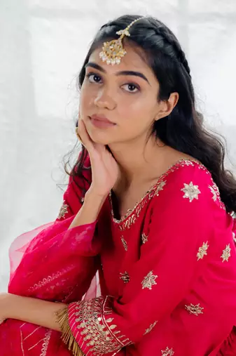 Hot Pink Georgette Embroidered Gharara Set