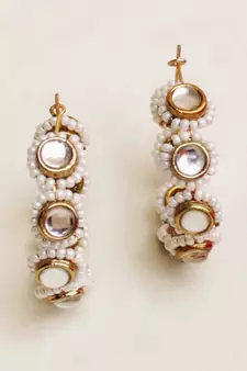 Mounted Kundan & Pearl Hoops