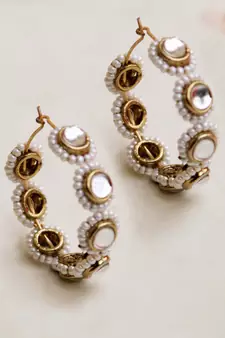 Mounted Kundan & Pearl Hoops