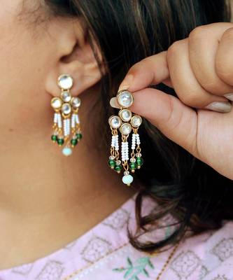 Teeny Drop Kundan Earrings 2