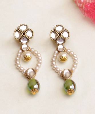 Semi Precious Glass Stones & Kundan Earrings 3