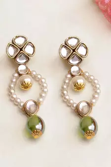 Semi Precious Glass Stones & Kundan Earrings