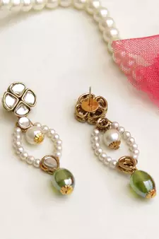 Semi Precious Glass Stones & Kundan Earrings