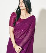 Hot Pink Fully Sequined Georgette Party Wear Saree