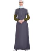 Silk Route | Olive Dab Anthracite Grey Abaya Maxi Dress Jilbab | Length 58