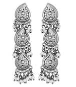 Mahi Silver Oxidised Finish Peacock Theme Dangle and Drop Traditional Indian Earrings for Women (ER1109827R)