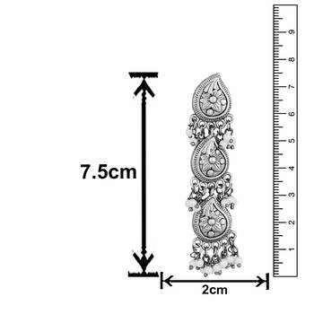 Mahi Silver Oxidised Finish Peacock Theme Dangle and Drop Traditional Indian Earrings for Women (ER1109827R) 4