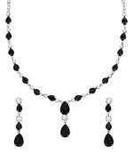 Mahi Rhodium Plated Cute & Delicate Black, White Crystals Necklace Set for Women (NL1103806RBla)