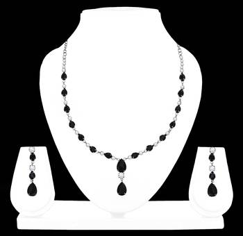 Mahi Rhodium Plated Cute & Delicate Black, White Crystals Necklace Set for Women (NL1103806RBla) 2
