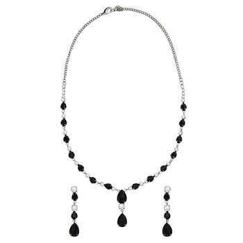 Mahi Rhodium Plated Cute & Delicate Black, White Crystals Necklace Set for Women (NL1103806RBla) 3
