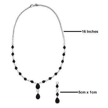 Mahi Rhodium Plated Cute & Delicate Black, White Crystals Necklace Set for Women (NL1103806RBla) 4