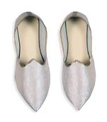 Grey Jacquard Winged Tip Juttis