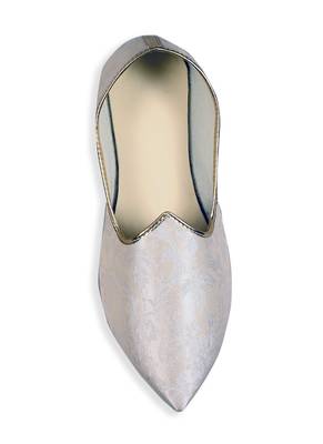 Grey Jacquard Winged Tip Juttis 2