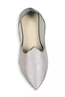 Grey Jacquard Winged Tip Juttis
