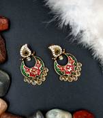  RubyGreeen Contemporary Brass and Crystal Drop Earrings for Women ER_962_RG_50